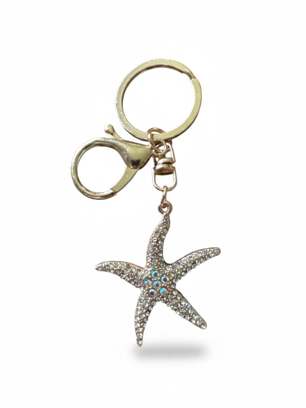 Keychain Bag Charm Gold Tone Clear Rhinestones AB and Clear Crystals NWT